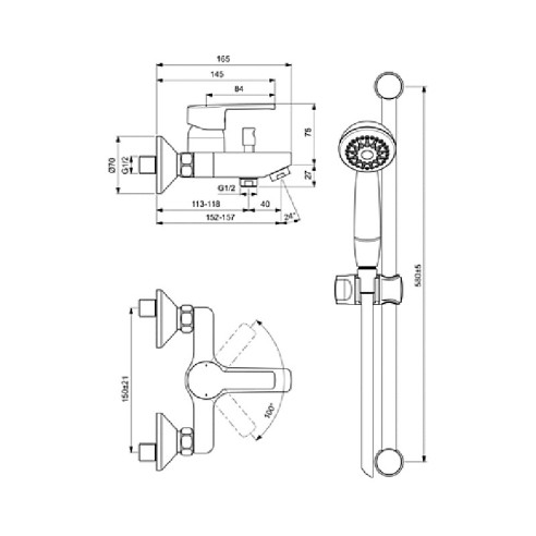 Стенен смесител за вана/душ с аксесоари Calista VIDIMA