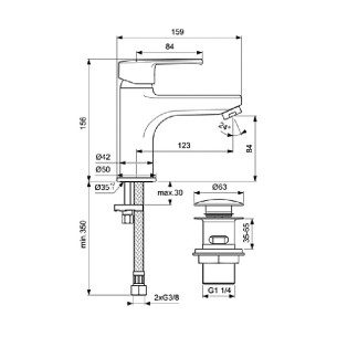 Стоящ смесител за умивалник Grande с Click изпразнител Calista Vidima - 1 2