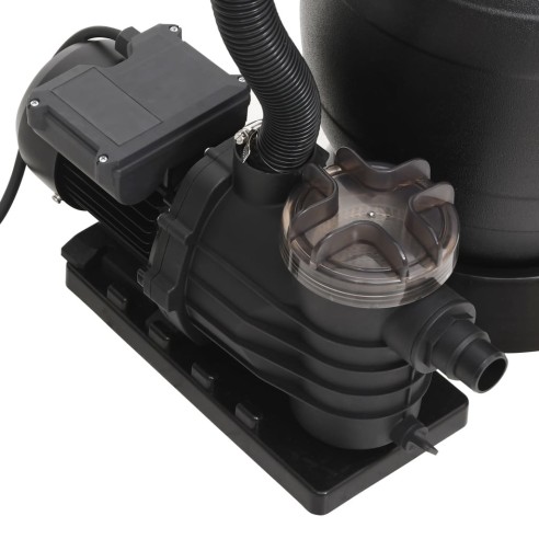 vidaXL Пясъчен филтър за басейн с 6-позиционен клапан, черен