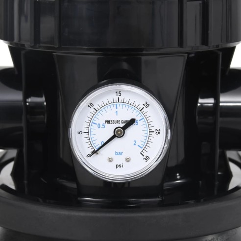 vidaXL Пясъчен филтър за басейн с 6-позиционен клапан, черен