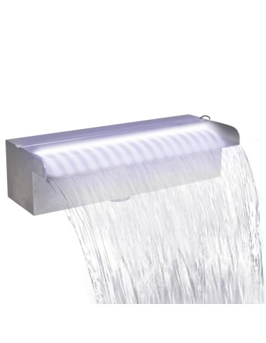 vidaXL Правоъгълен фонтан за басейн, LED, неръждаема стомана, 30 см