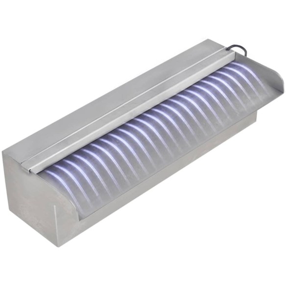 vidaXL Правоъгълен фонтан за басейн, LED, неръждаема стомана, 30 см