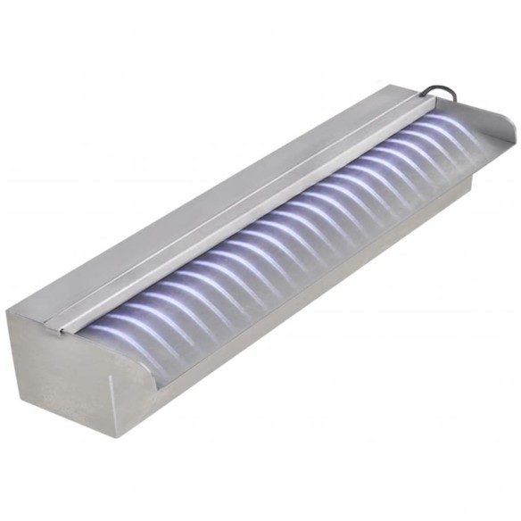 vidaXL Правоъгълен фонтан за басейн, LED, неръждаема стомана, 45 см