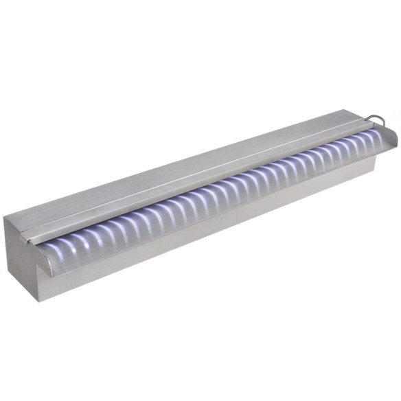 vidaXL Правоъгълен фонтан за басейн, LED, неръждаема стомана, 60 см