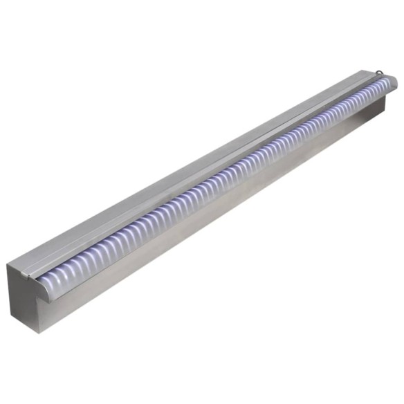 vidaXL Правоъгълен фонтан за басейн, LED, неръждаема стомана, 90 см
