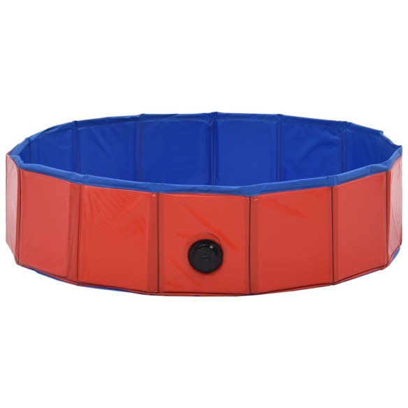 vidaXL Сгъваем басейн за кучета, червен, 80x20 см, PVC