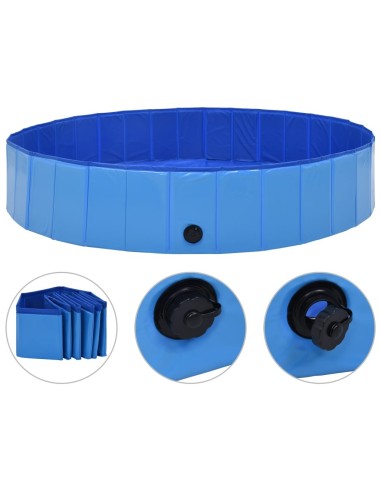 vidaXL Сгъваем басейн за кучета, син, 160x30 см, PVC