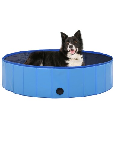 vidaXL Сгъваем басейн за кучета, син, 120x30 см, PVC