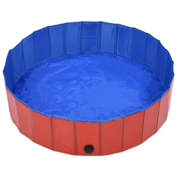 vidaXL Сгъваем басейн за кучета, червен, 120x30 см, PVC