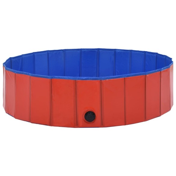 vidaXL Сгъваем басейн за кучета, червен, 120x30 см, PVC