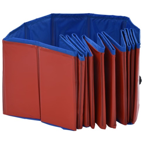 vidaXL Сгъваем басейн за кучета, червен, 120x30 см, PVC