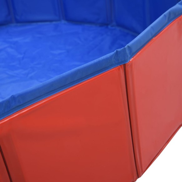 vidaXL Сгъваем басейн за кучета, червен, 120x30 см, PVC