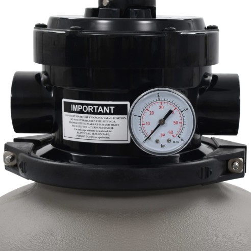 vidaXL Пясъчен филтър за басейн, 4 позиционен клапан, сив, 350 мм