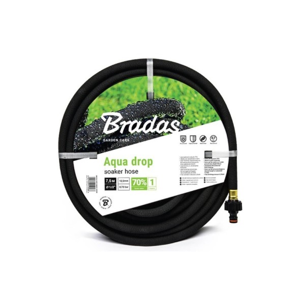 Сълзящ маркуч Aqua Drop 1/2″ 7.5 м с конектори BRADAS ➤ топ цена ➤ dshome.bg