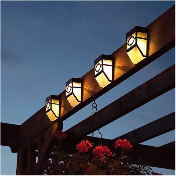 Соларна лампа за ограда 9x5x11,5 см 2 LED 4 бр. BREMA ➤ топ цена ➤ dshome.bg