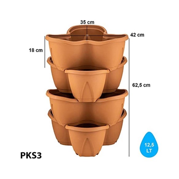 Тройна саксия за цветя Pamukkale 12.5 л PKS3 SERINOVA ➤ топ цена ➤ dshome.bg