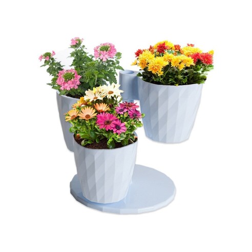 Декоративни саксии на стойка 3 л бели DNC1 SERINOVA ➤ топ цена ➤ dshome.bg