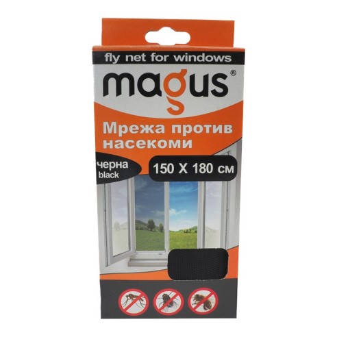 Mрежа срещу насекоми за прозорци 1.5x1.8 м черна MAGUS