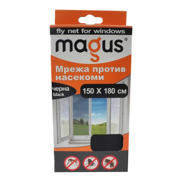 Mрежа срещу насекоми за прозорци 1.5x1.8 м черна MAGUS ➤ топ цена ➤ dshome.bg