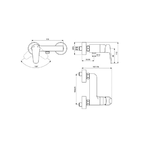 Стенен смесител за душ SevaL Vidima - 2