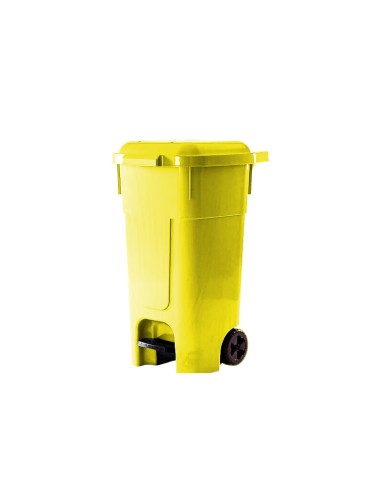 Кош за отпадъци с капак и колелца 80 л жълт VIOLET HOUSE
