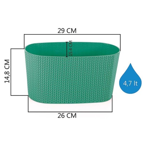 Саксия за балкон 29x15.4x14.8 см зелена SERINOVA ➤ топ цена ➤ dshome.bg