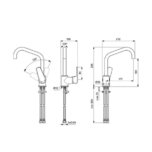 Стоящ смесител за умивалник с висок чучур SevaL Vidima - 1