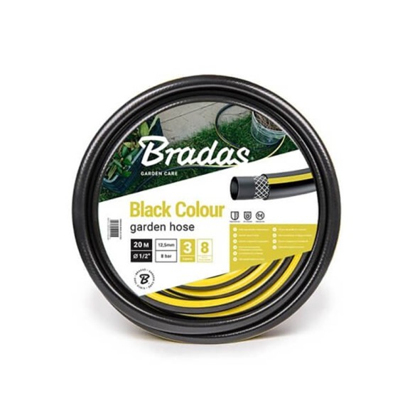 Градински маркуч трислоен 1/2" 20 м Black color BRADAS ➤ топ цена ➤ dshome.bg