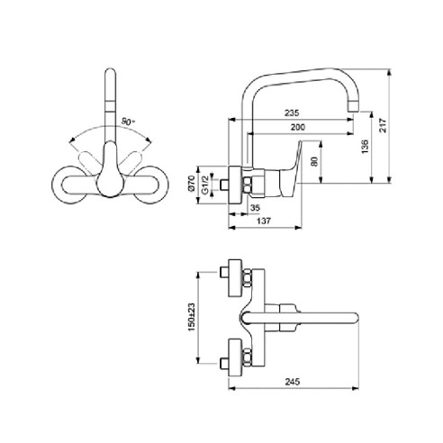 Стенен смесител за кухня с висок чучур SevaNext Vidima - 2