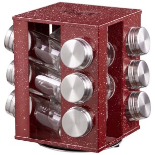 Комплект от 12 бурканчета за подправки червен ZEPHYR ➤ топ цена ➤ dshome.bg