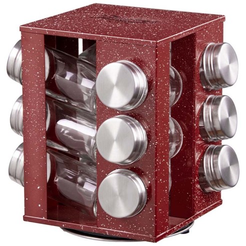 Комплект от 12 бурканчета за подправки червен ZEPHYR ➤ топ цена ➤ dshome.bg