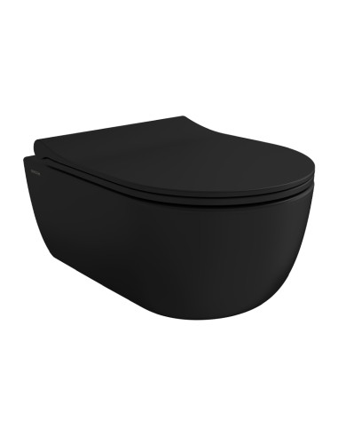 Тоалетна чиния + капак Tondo Rimless 49x36.3х35.2 см черен мат BOCCHI