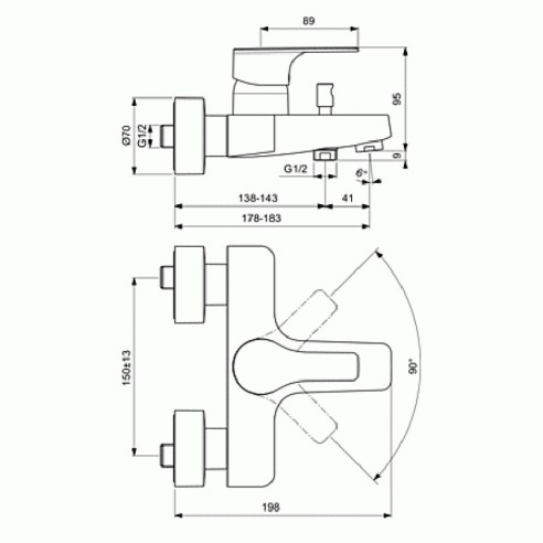 Стенен смесител за вана/душ Posh Vidima - 2