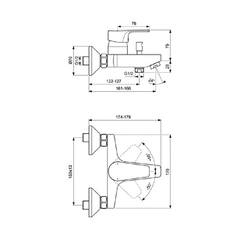 Стенен смесител за вана/душ Esla Vidima - 3