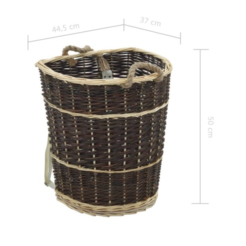 Раница за дърва за огрев с презрамки, 44,5x37x50 см, върба