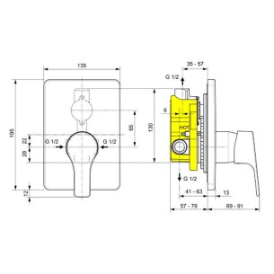 Вграден смесител за вана/душ Posh VIDIMA 2