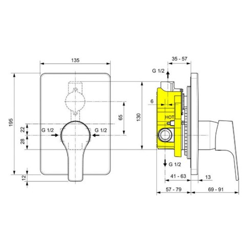 Вграден смесител за вана/душ Posh VIDIMA