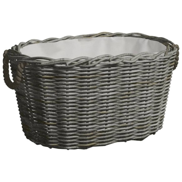 Кошница за дърва за огрев с дръжки 60x40x28 см сива върба