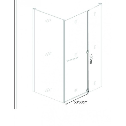 Параван-врата за душ кабина + дръжка Профи 60х190см прозрачен INTER CERAMIC - 2