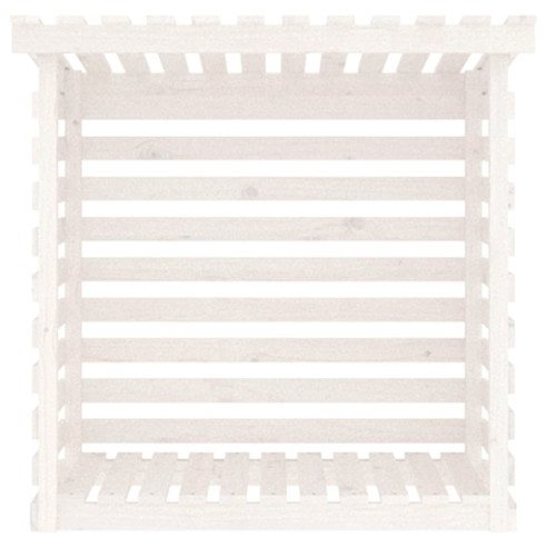 Поставка за дърва за огрев бяла 108x73x108 см масивно дърво бор