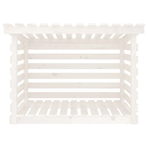 Поставка за дърва за огрев бяла 108x73x79 см масивно дърво бор