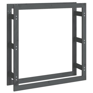 Поставка за дърва за огрев сива 100x25x100 см масивно дърво бор 2