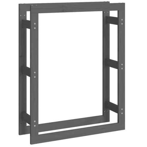 Поставка за дърва за огрев сива 80x25x100 см масивно дърво бор