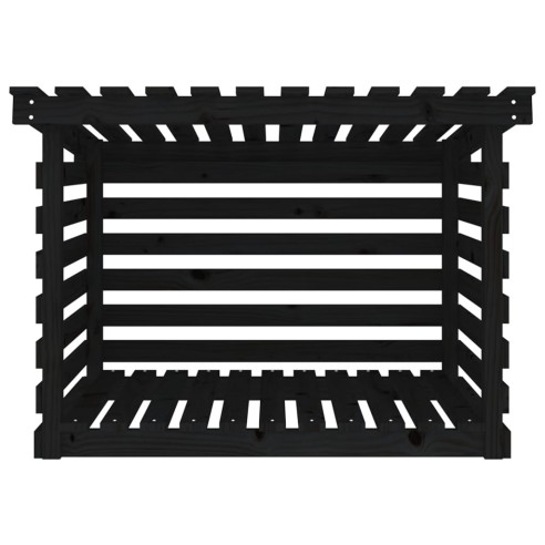 Поставка за дърва за огрев черна 108x73x79 см масивно дърво бор