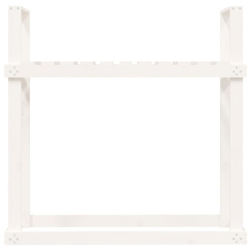 Поставка за дърва за огрев бяла 110x35x108,5 масивно дърво бор