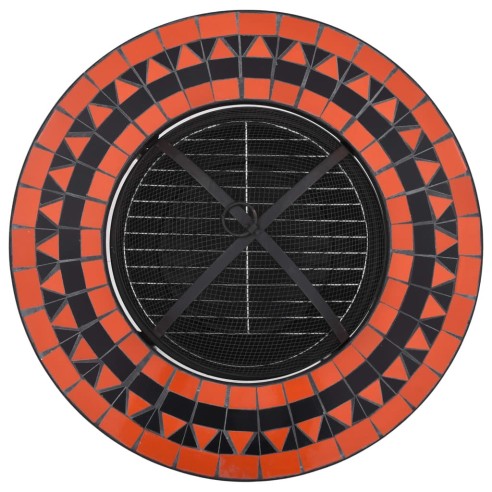 Мозаечна маса с огнище, теракота и бяло, 68 см, керамика