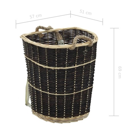 Раница за дърва за огрев с презрамки, 57x51x69 см, върба