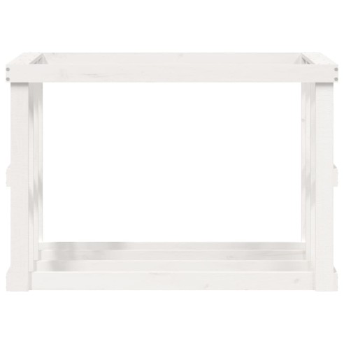 Външна поставка за дърва за огрев бяла 108x52x74 см бор масив