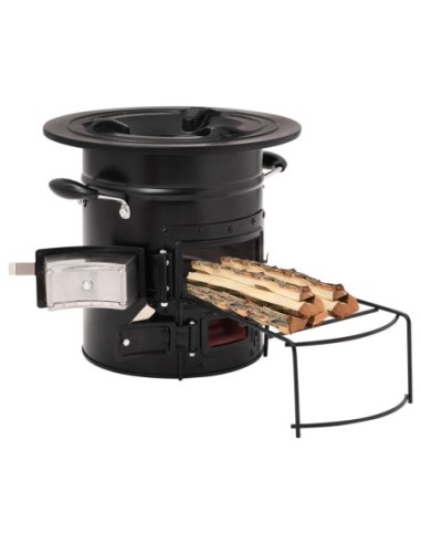 Къмпинг печка на дърва, черна, 50x33,5x30,5 см, стомана