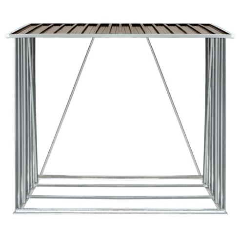 Навес за дърва, поцинкована стомана, 163x83x154 см, кафяв